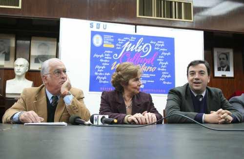 Manuel Andújar, Rossi de Hernández y Garrocho en el anuncio del evento