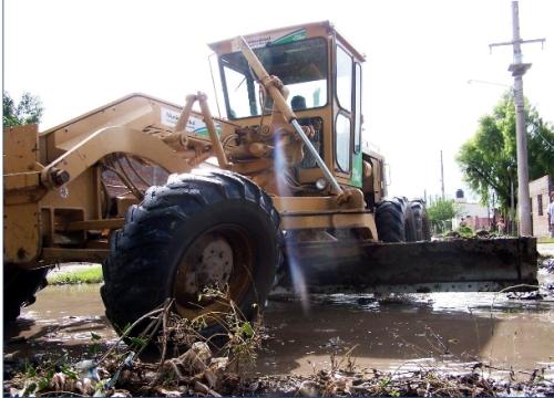 Obras estancadas por las lluvias.