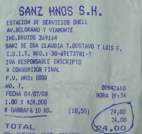 Tiket de una compra por $ 24 