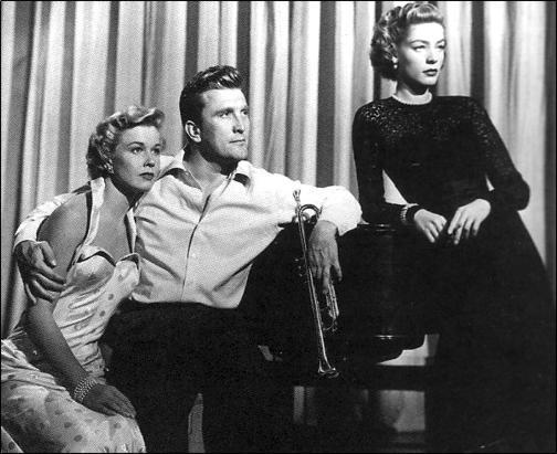 Kirk Douglas, Lauren Bacall y Doris Day en "El Trompetista" 