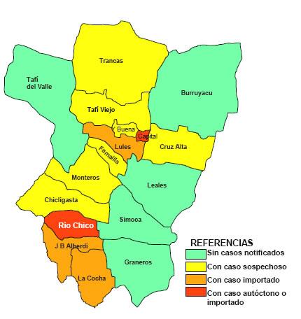 El mapa provincial con los casos registrados    