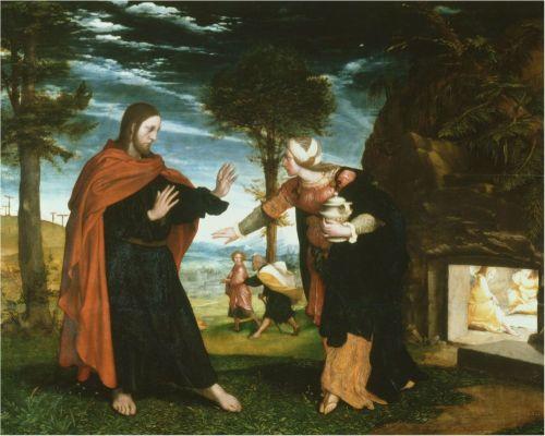 "Noli me tangere", de Hans Holbein (1524). Jesús con Magdalena