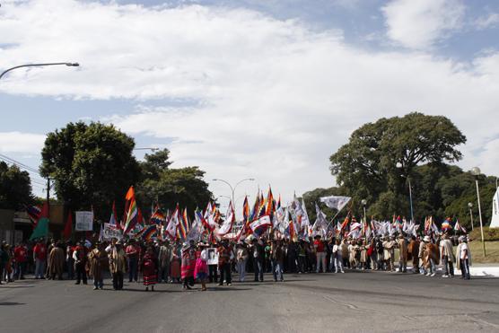 Los que encabezaban la protesta era la Agrupación Tupac Amaru