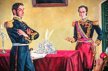 Don José de San Martín y Simón de Bolivar.