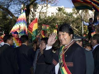 Morales en la Plaza de Santa Cruz de la Sierra