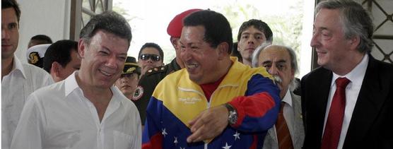 Santos, Chavez y Kirchner en Santa Marta