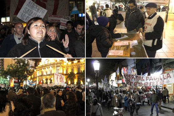 Junta de firmas, marcha y ruido, así protestaron los Autoconvocados el viernes a la noche en Plaza Independencia