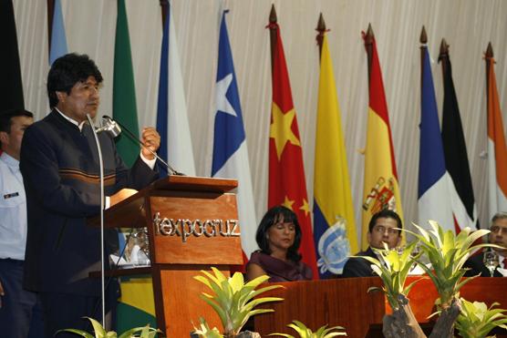 Presidente de Bolivia, Evo Morales, en la inauguración de la Expocruz 2010