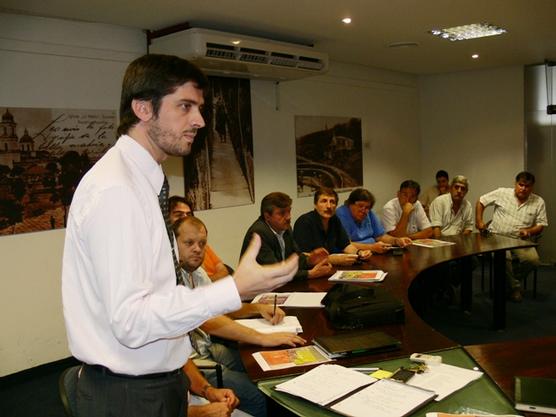 Sebastián Giobellina en un momento de la reunión