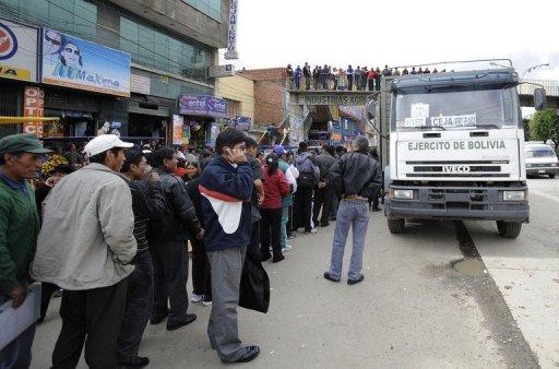 Un camión militar en El Alto