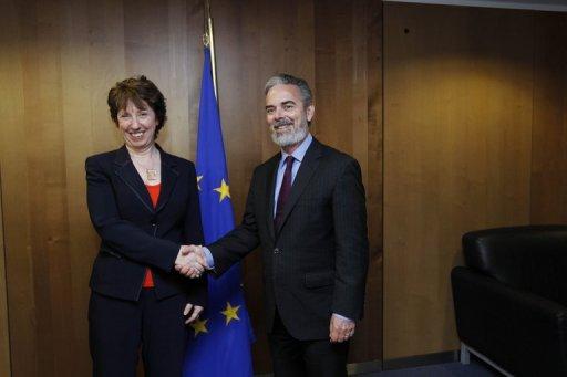 La jefa de la diplomacia europea, Catherine Ashton, con el canciller brasileño Antonio Patriota 