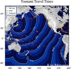 El tsunami y sus horarios