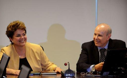 Dilma Rousseff y el ministro de Economía, Guido Mantega