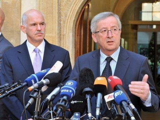 George Papandreou (I) y Jean-Claude Juncker el 3 de junio en Luxemburgo