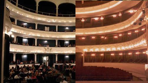 A la izquierda el Teatro San Martín, a la derecha el Teatro Alberdí