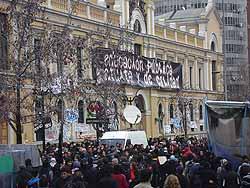 Estudiantes movilizados ayer