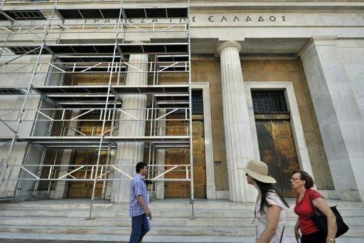 Trabajos de mantenimiento en la sede del banco central de Grecia 