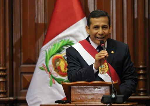 Ollanta Humala durante su discurso de asunción del poder en el Congreso en Lima