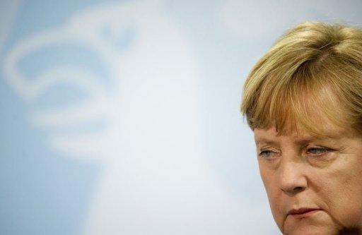 Angela Merkel ayer en Berlin