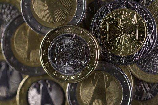 Monedas de euro procedentes de Grecia, Francia y Alemania