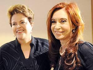 Las presidentas de la Argentina, Cristina Fernández de Kirchner, y de Brasil, Dilma Rousseff