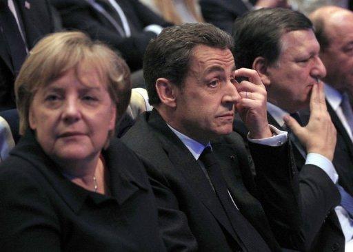 Merkel, Sarkozy y Durao Barroso en Marsella