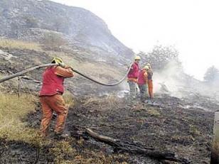 Bomberos intentan apagar el incendio