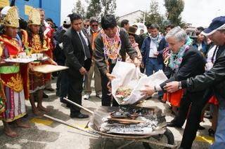 Morales y García Linera en la ceremonia