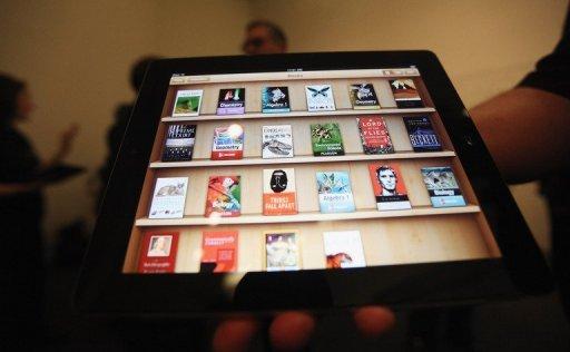 Libros electrónicos en exhibición en una aplicación del iPad