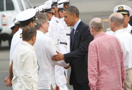 Barak Obama a su arribo a Cartagena