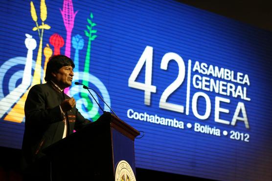 Evo Morales en su discurso de apertura