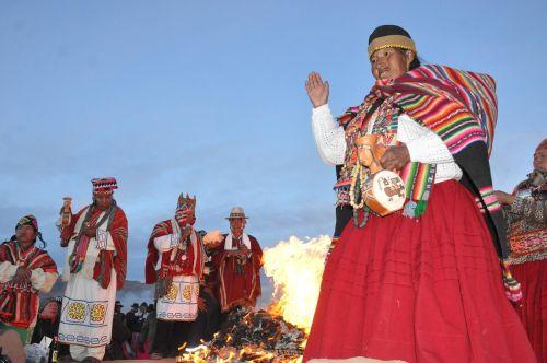 La ceremonia ayer en Tiahuanaku