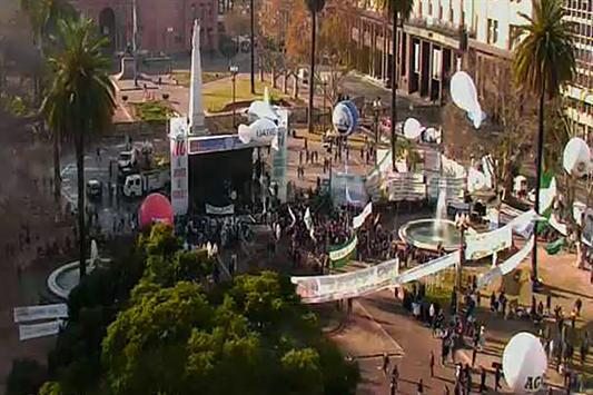 El palco donde hablará Moyano esta tarde