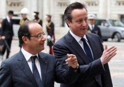 Hollande y Cameron ayer en Londres