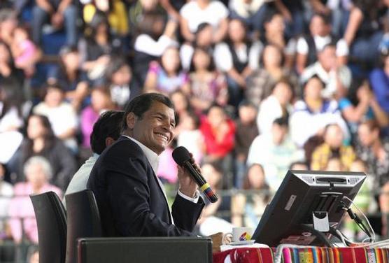 Rafael Correa, durante un Enlace Ciudadano en la ciudad de Loja 