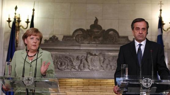 Merkel y Samaras ayer en Atenas