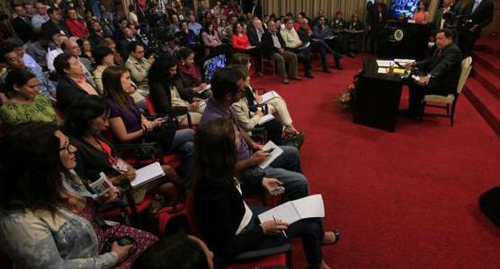 Chávez ante los periodistas ayer en Caracas