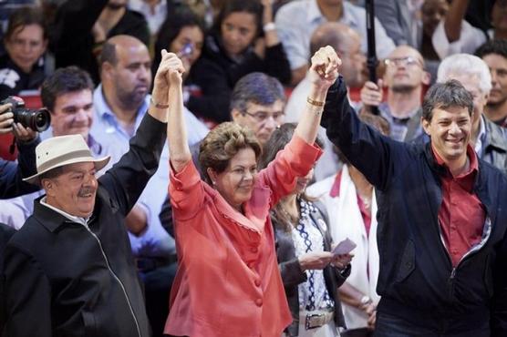 Lula, Dilma y Haddad en plena campaña