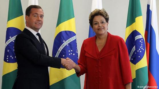 Dilma Rousseff y el ruso Dmitri Medvedev ayer en Brasilia