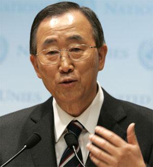 El secretario general de la ONU, Ban Ki-Moon