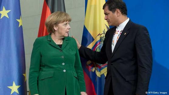 Merkel y Correa ayer en Berlín