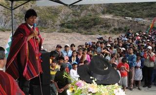 Evo Morales, ayer en Culpina 