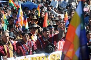 Campesinos movilizados ayer