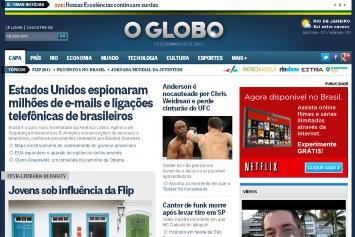 Portada de O Globo, ayer