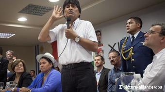   Evo Morales al pronunciar su discurso en Sao Paulo.