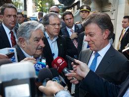 Santos y Mujica, ayer en Nueva York