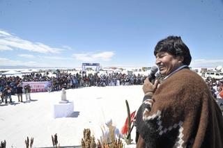 Evo Morales, habla en Colchani, ayer