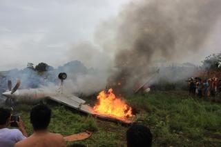 El avión de Aerocon se incendia el pasado domingo