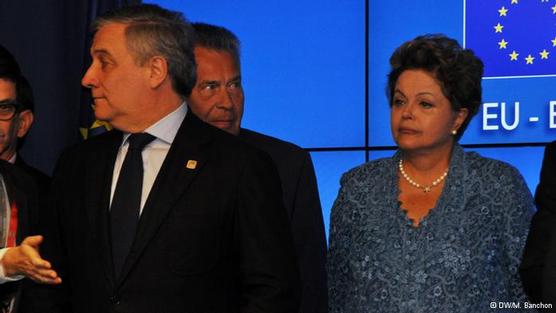 Dilma Rouseff, Richard Weber, presidente de Eurochambres y Antonio Tajani, comisario europeo de Industria