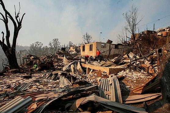 Cerros devastados en Valparaíso